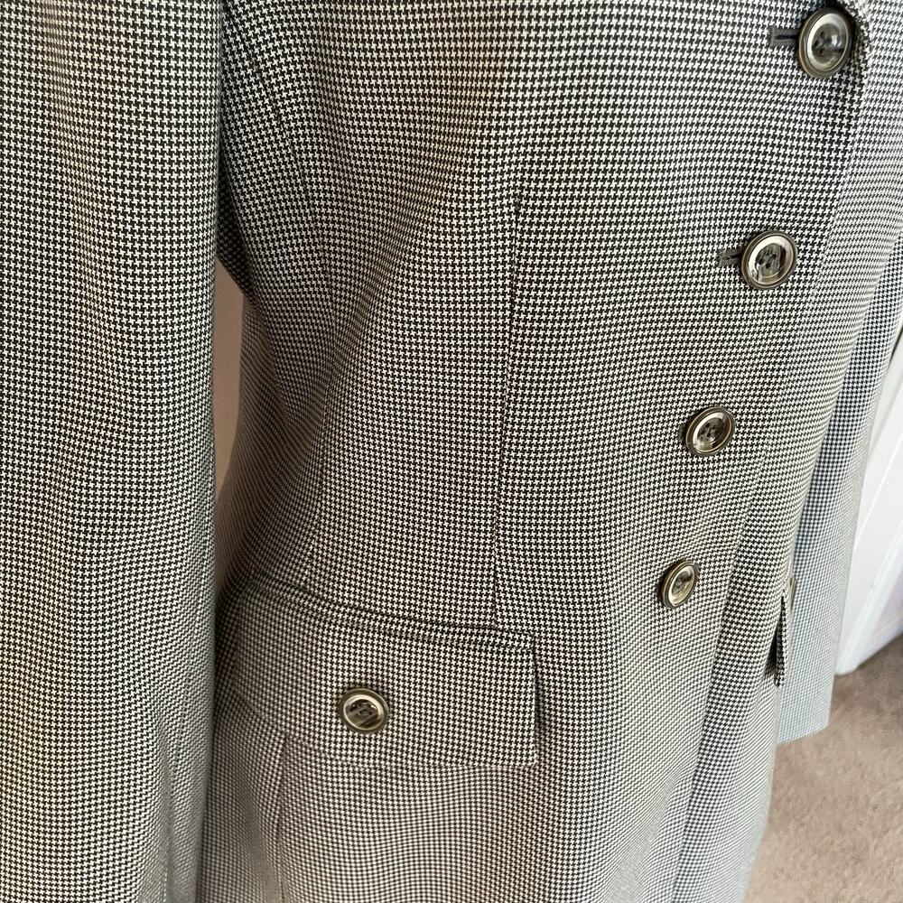 Le Suit Houndstooth Blazer Coat Tailored Longline Quiet Luxury Sz 8 Y2K Office - Picture 11 of 12